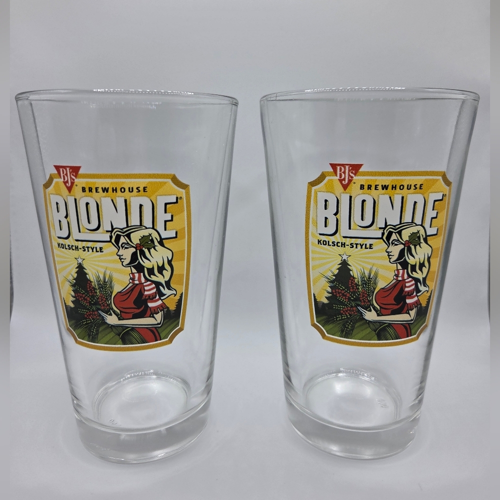 Lot Of 2 Pint Glasses BJ's Brewhouse Blonde Kolsch-Style